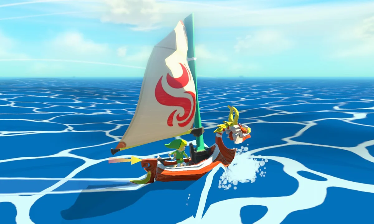 Link sailing in Wind Waker