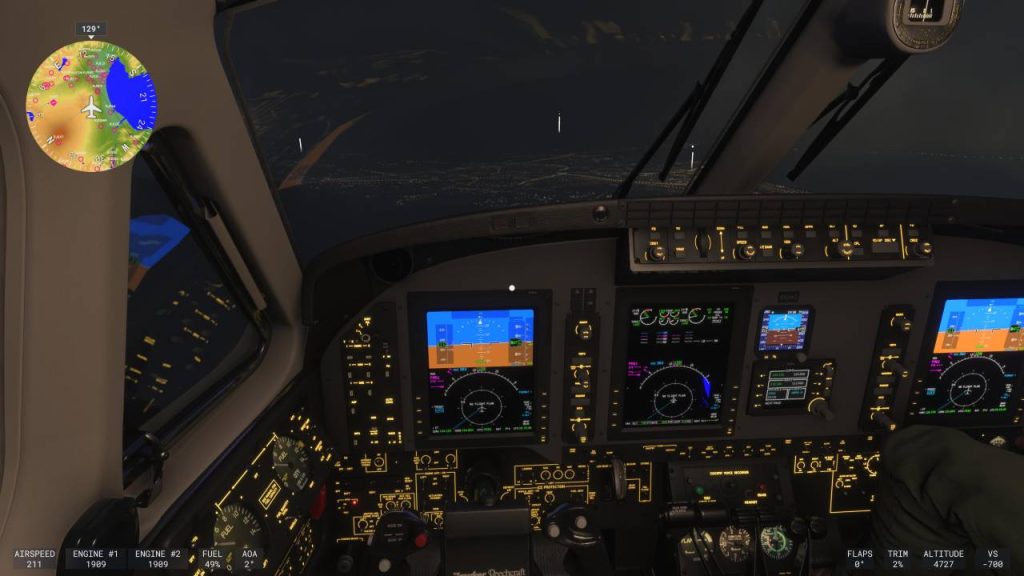 cockpit view of plane in microsoft flight simulator